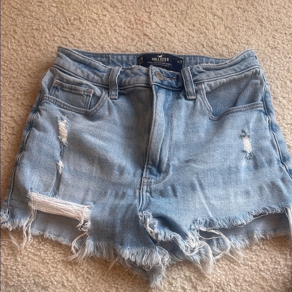 Hollister Faded Blue Ripped Denim Shorts